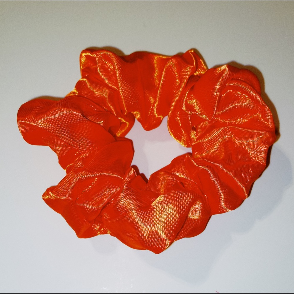 Bright Orange Satin Scrunchie